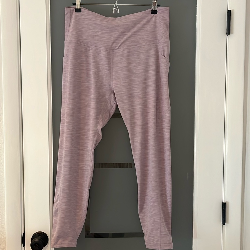 ODODOS Women's Spacedye Lilac High Waist Yoga Pants with Pockets